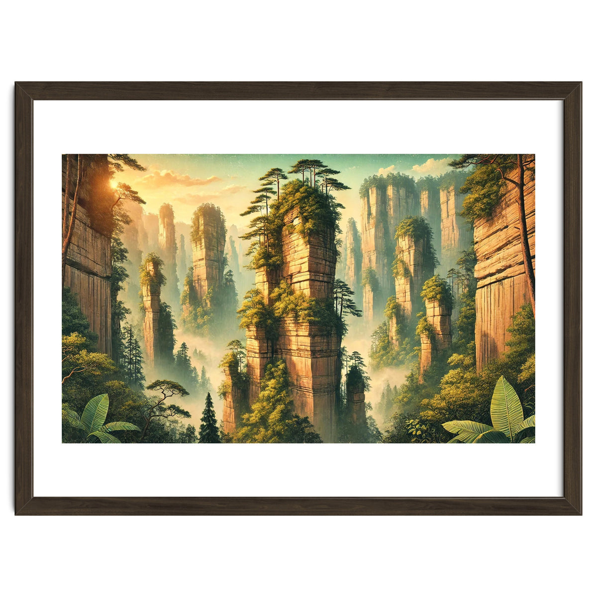Vintage China, Zhangjiajie Stone Pillars Poster