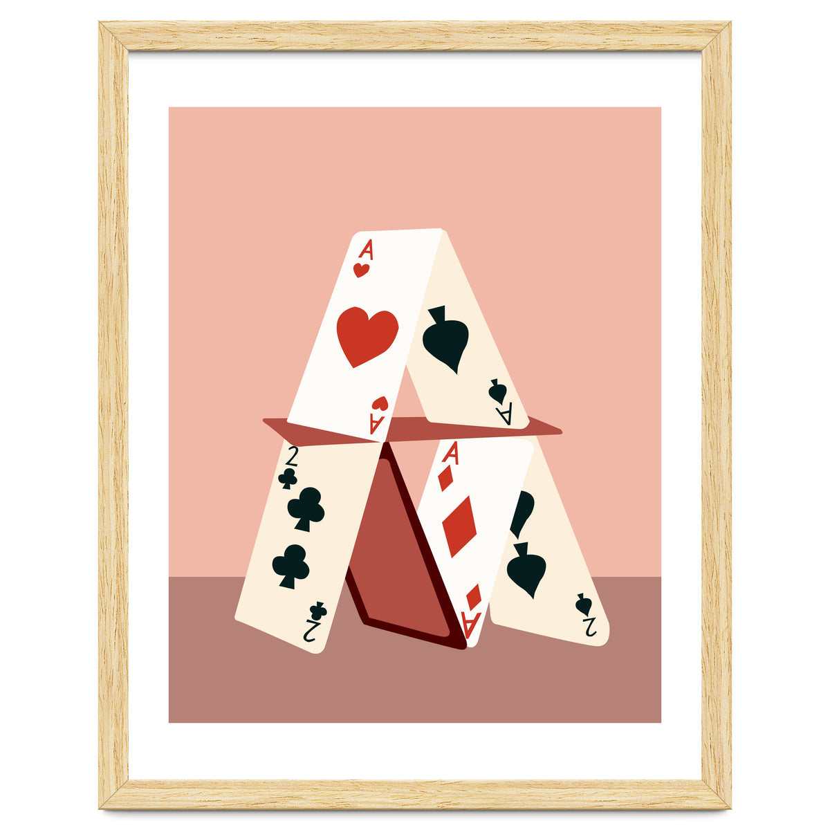 A House Made Of Cards, Relationship Concept Painting, Illustration Playing Cards, Spade Heart Eclectic Bohemian Contemporary