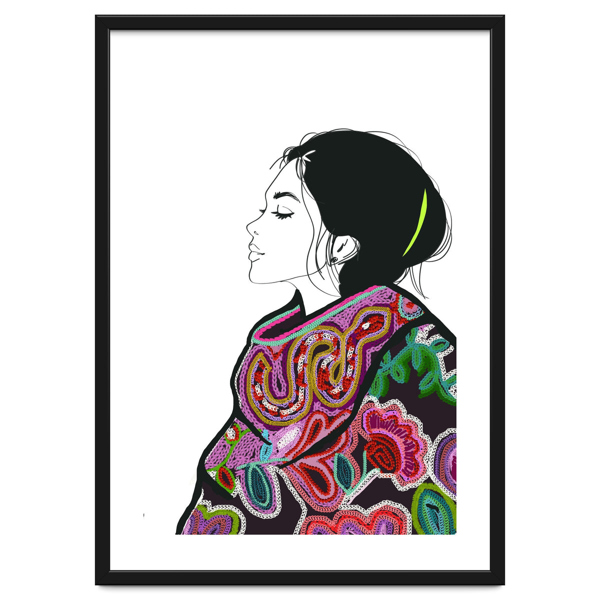 Embroidery Realistic Digital Embroidery Fashion Illustration Art Print Viddy Pop Studio Mood Room