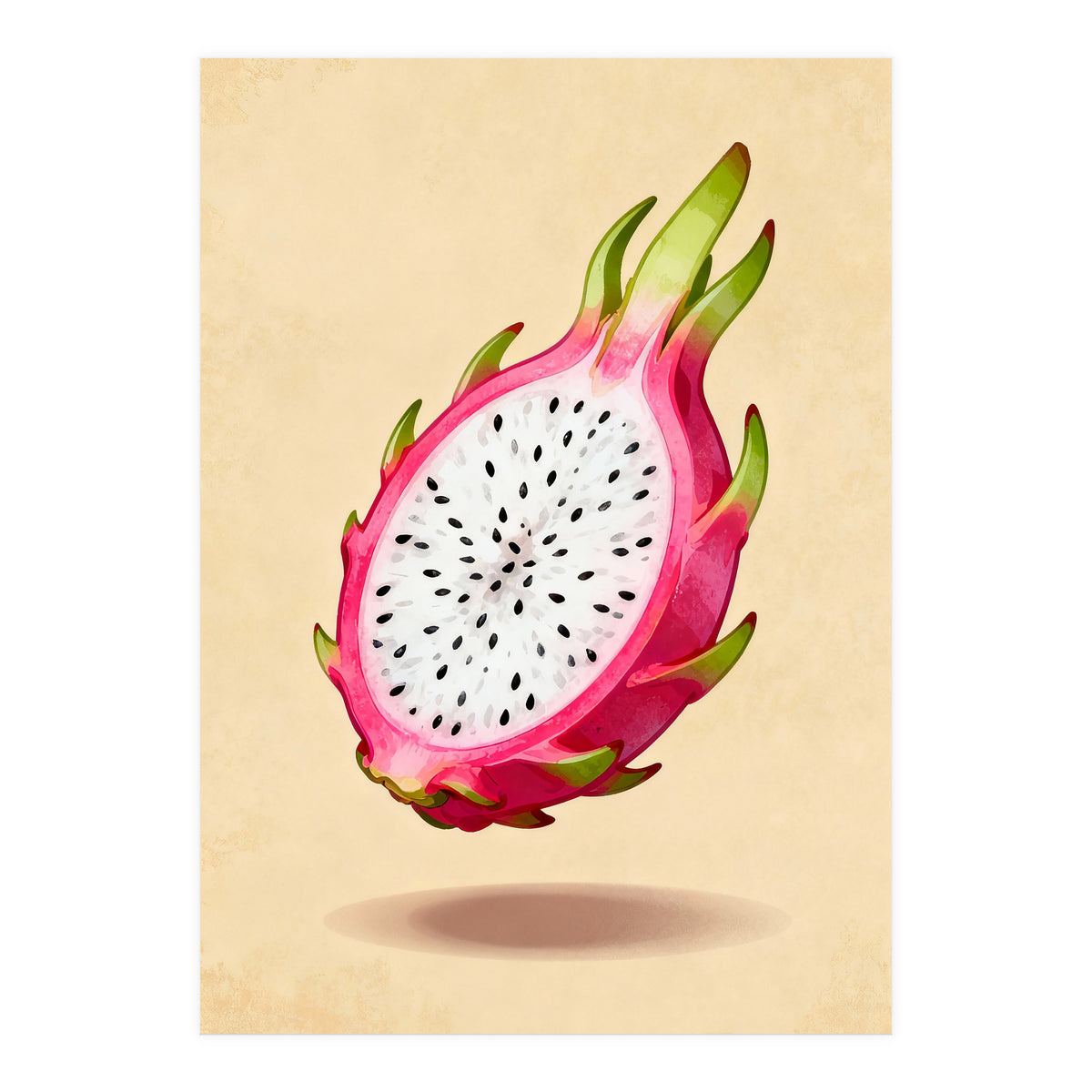 Dragonfruit, Watercolor Illustration, Tropical Pink Art (Print Only)