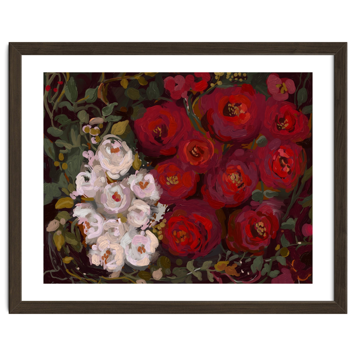 Vintage oil painted moody romantic Roses