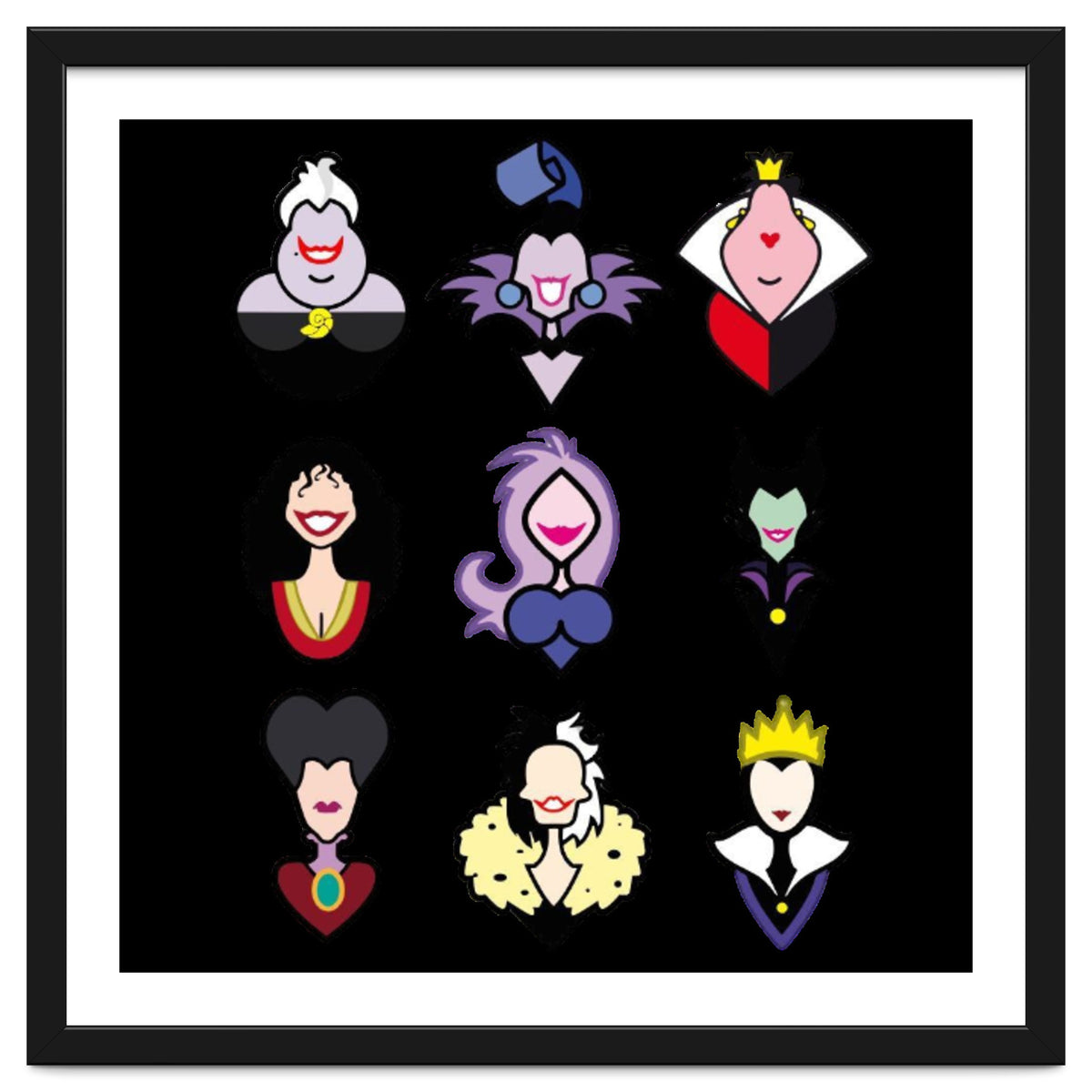 Disney Villains Cartoon Minimalist Faces