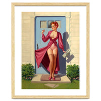 Pinup Girl With Accident At Her Door