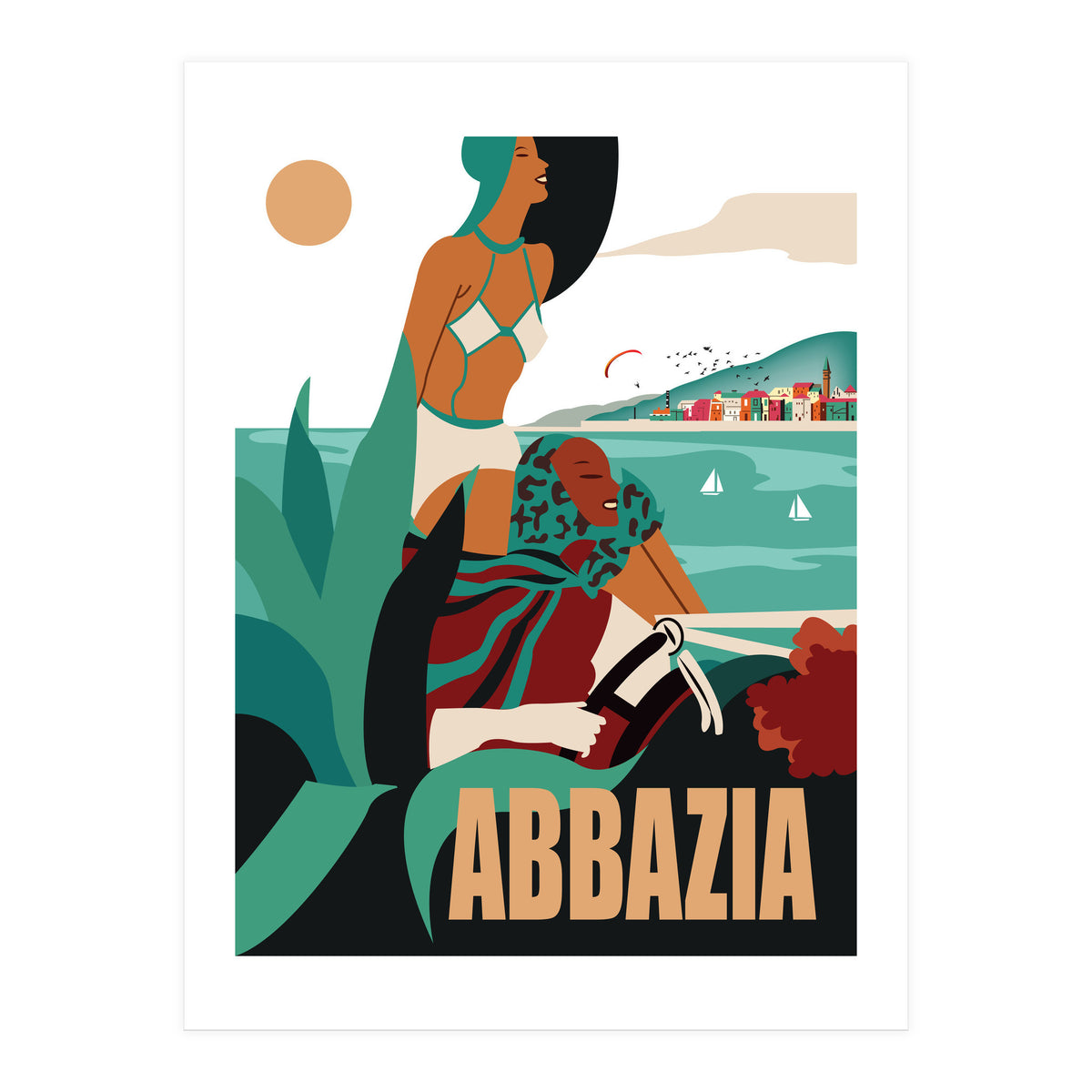 Abbazia, Two Ladies on a Drive (Print Only)