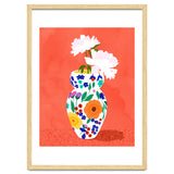 The Flowerpot, Floral Nature Watercolor Painting, Eclectic Bohemian Blossom Plants, Maximalism Contemporary Boho thumbnail