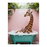 Giraffe in Bathtub, Whimsical Bathroom Art (Print Only) thumbnail