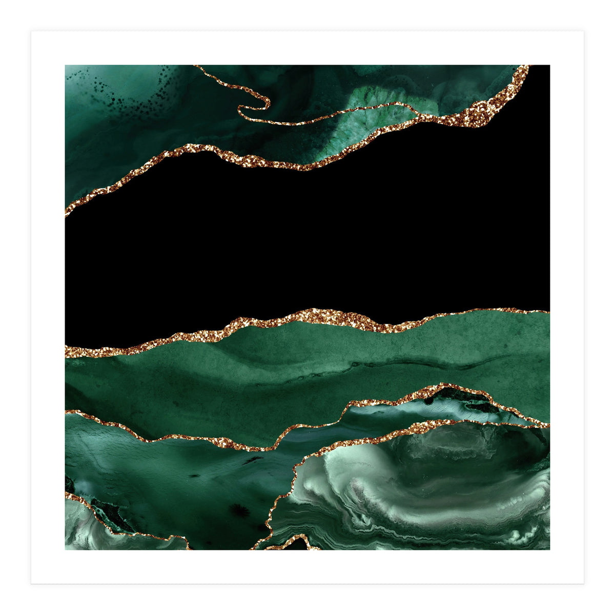 Emerald & Gold Agate Texture 01  (Print Only)