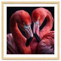 Two Flamingos Together