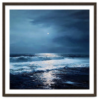 Midnight Seascape with Moonlight Reflecting