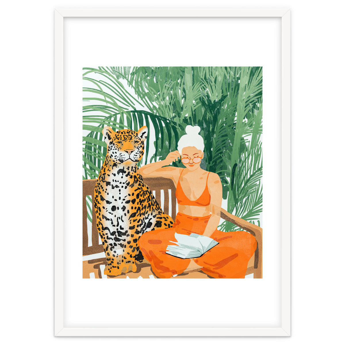 Jungle Vacay | Modern Bohemian Blonde Woman Tropical Travel | Leopard Wildlife Forest Reader