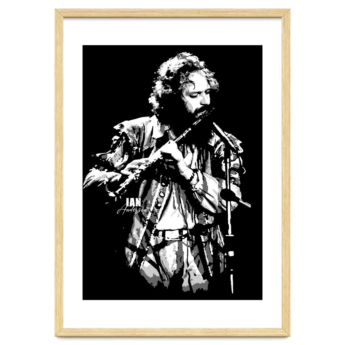 Ian Anderson Rock Music Legend in Grayscale 2