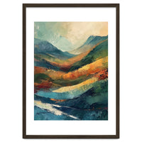 Textured Impasto Mountain Valley Landscape