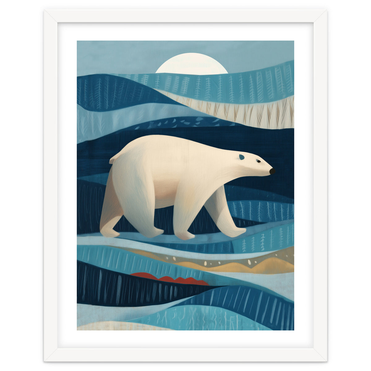 Polar Bear In The Blue Arctic