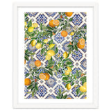 Blue Mediterranean tiles, lemons and oranges fruit thumbnail