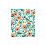Tangerine Dreams, Orange & Mint Botanical Jungle Watercolor Painting, Colorful Plants Floral Summer (Print Only) thumbnail
