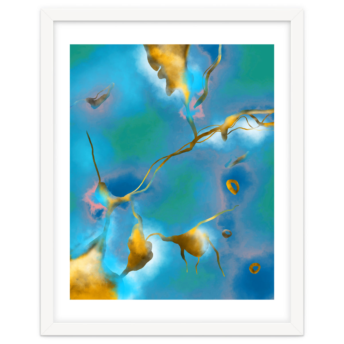 In My Veins, Abstract Marble Gold Texture, Eclectic Painting Resin Bohemian, Contemporary Luxe Chic Luxury