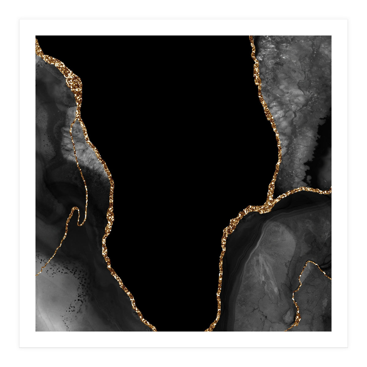 Black & Gold Agate Texture 03 (Print Only)