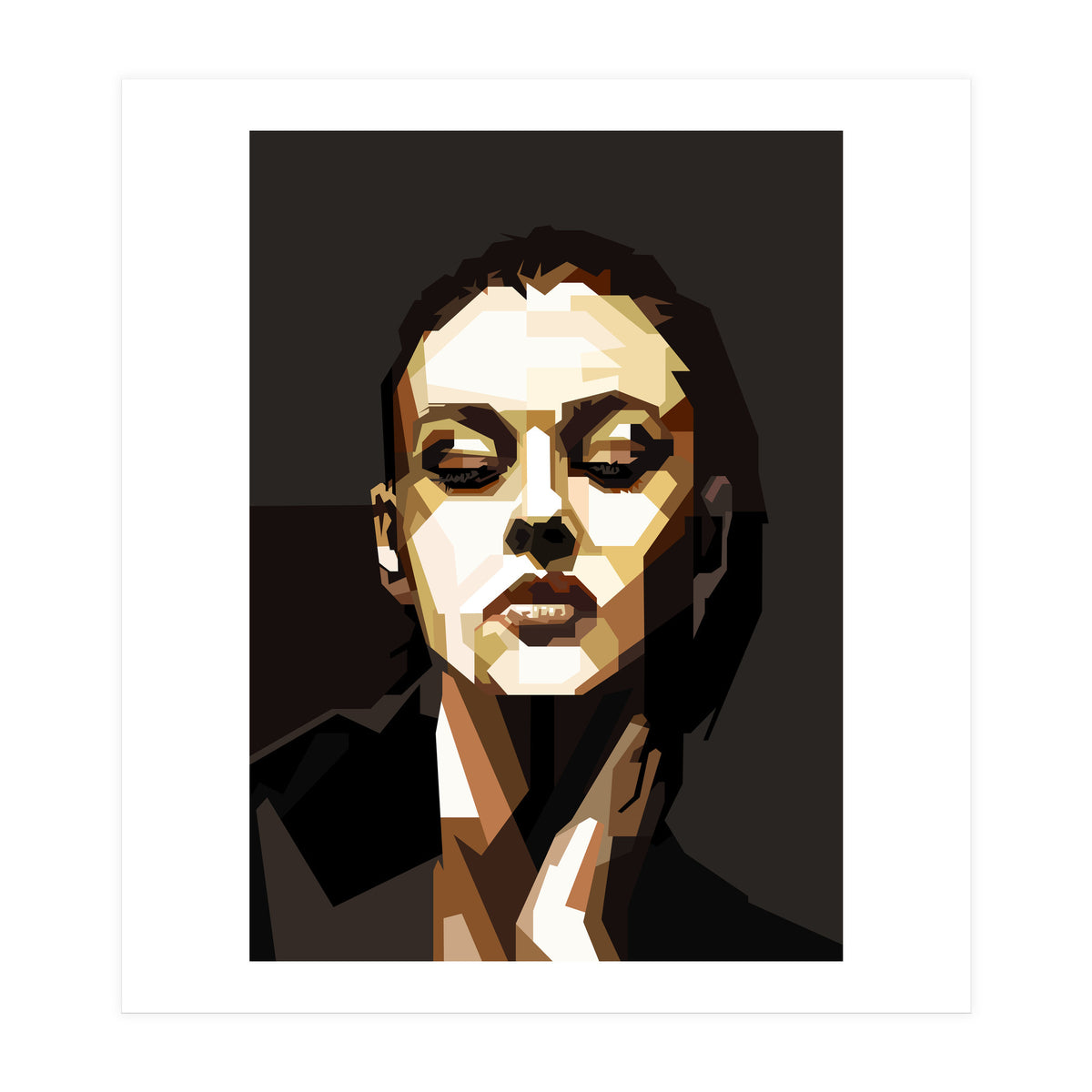 Monica Bellucci Hollywood Actress Retro Style Geometric Illustration (Print Only)
