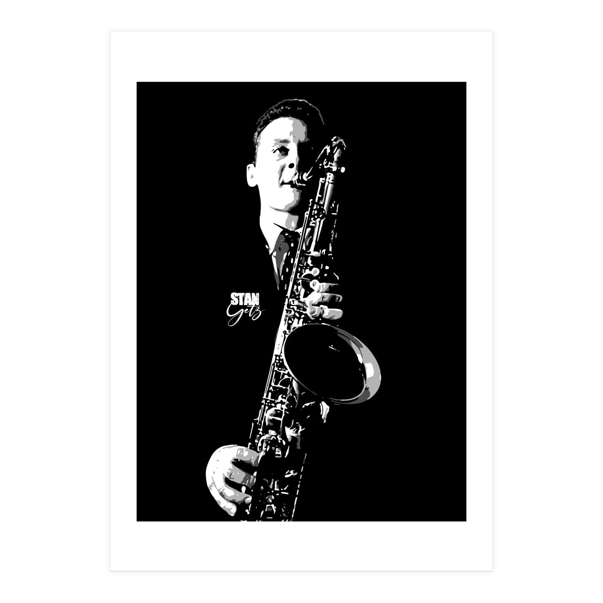 Stan Getz American Jazz Saxophonist in Grayscale (Print Only)