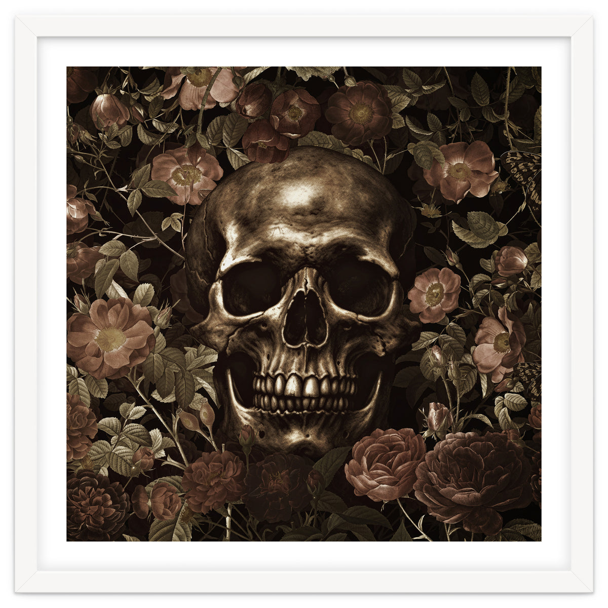 Baroque  Skull And Roses Night Garden