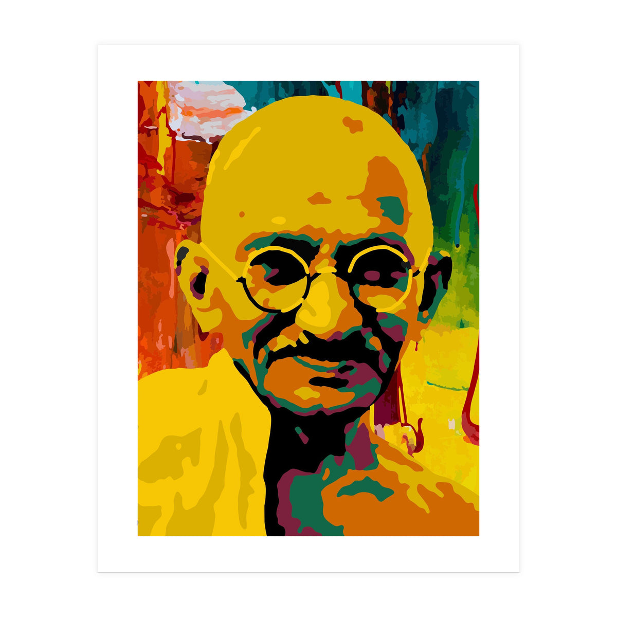 Mahatma Gandhi Colorful Abstract Art (Print Only)