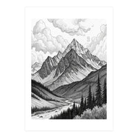 Majestic Alpine Mountain Range Sketch (Print Only)