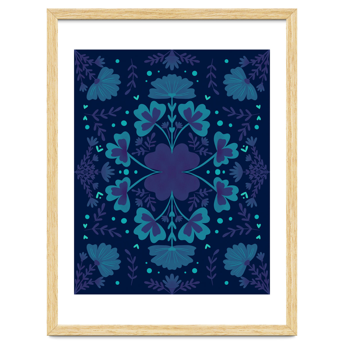 Clovers And Flowers Night Blue