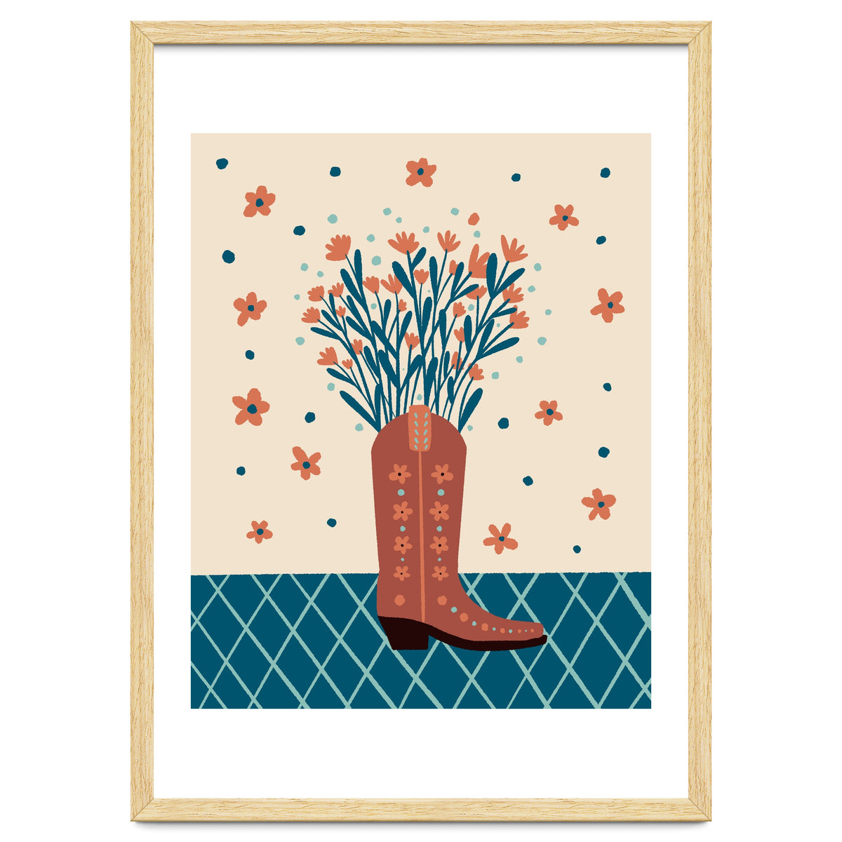 Mocha Cowboy boot with flowers