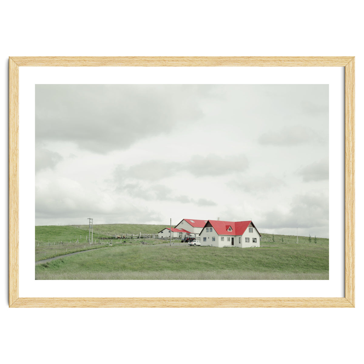 Red roof house on the green hill - Iceland