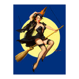 Pinup Sexy Witch Posing On A Broom (Print Only) thumbnail