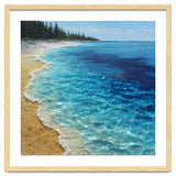 Sun-Drenched Coastal Shoreline with Textured Impasto Waves thumbnail