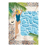 Click, Summer Travel Poolside Swim, Moroccan Tiles Staycation Vacation Holiday, Bohemian Woman Swimsuit Fashion Pose (Print Only) thumbnail
