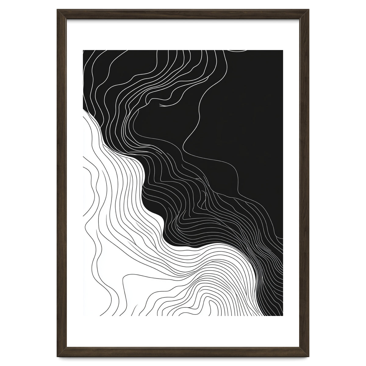 Abstract Black And White Wavy Lines Flowing