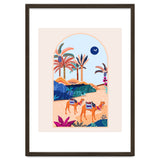 The Arabian Desert, Nature Landscape Travel Illustration, Camels Eclectic Sand Dunes Dubai Palm, Sahara Middle East Hot Summer Animals Bohemian thumbnail