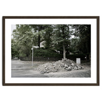 Piled-up rocks under construction on the street