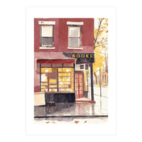 Cozy Bookshop, Autumn Book Shop Street Art, LibraryBook Store (Print Only)