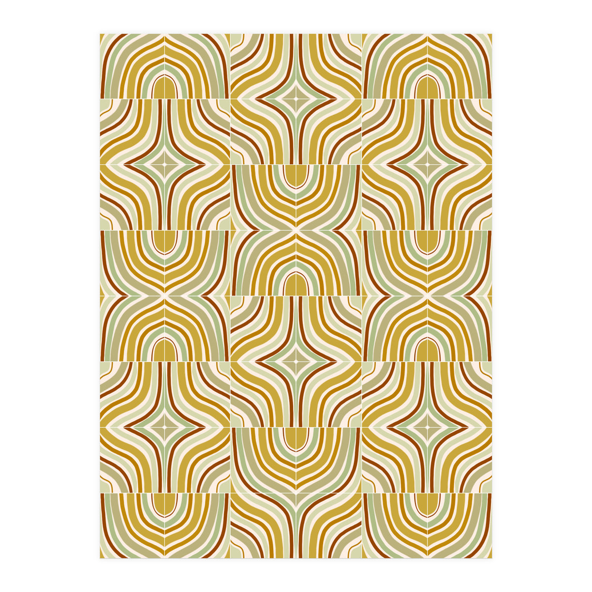 Ochre Retro Marbled Tiles (Print Only)