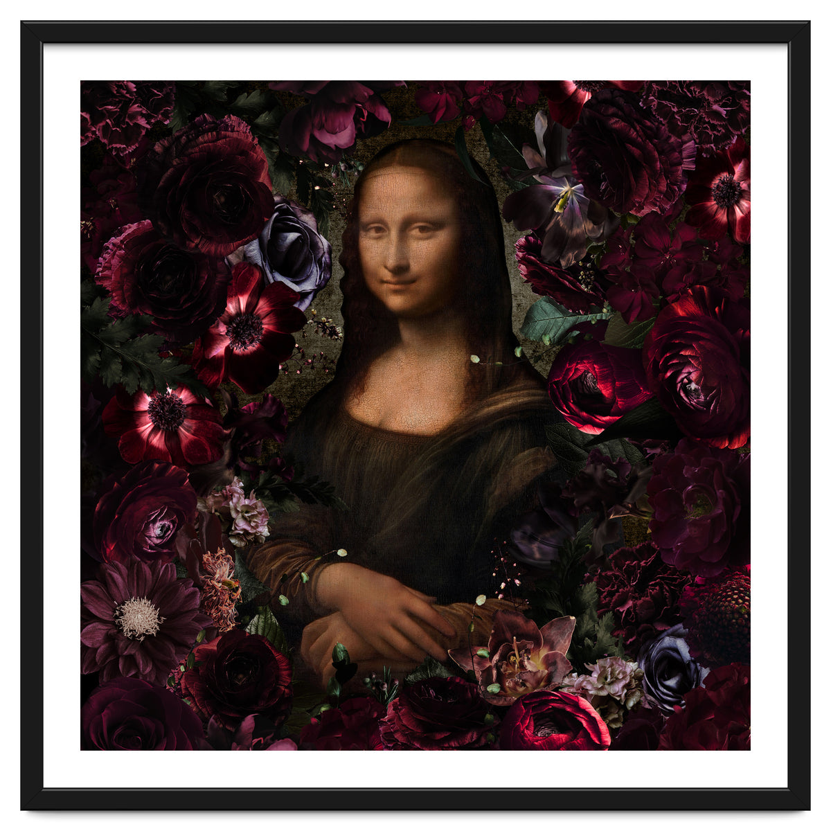 Mona Lisa And Dark Flowers