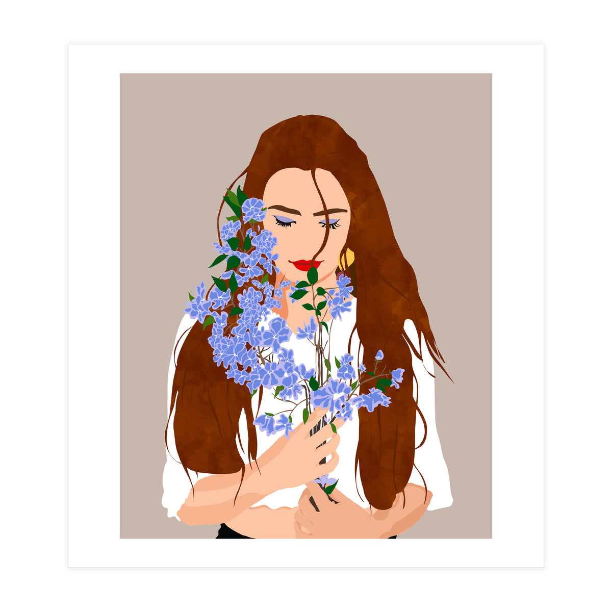 The Becoming, Nature Plants Bohemian Woman, Botanical Modern Mindful Self Care Self Love Positivity (Print Only)