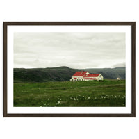 Red roof house in the greenfield - Iceland