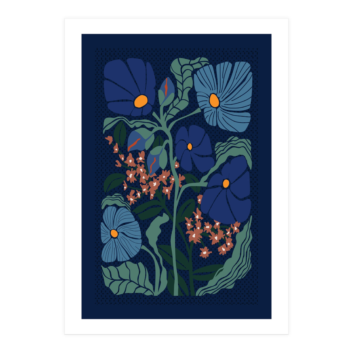 Klimt Flower Dark Blue (Print Only)