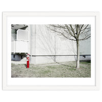 Red light pole and Tree shadow on the wall