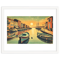 Vintage Harbor Sunset Poster