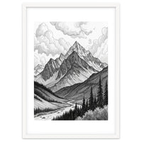 Majestic Alpine Mountain Range Sketch