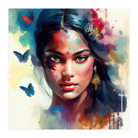 Azure Butterflies Hindu Portrait (Print Only)