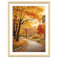 Original Autumn Park Landscape Oil Painting Style