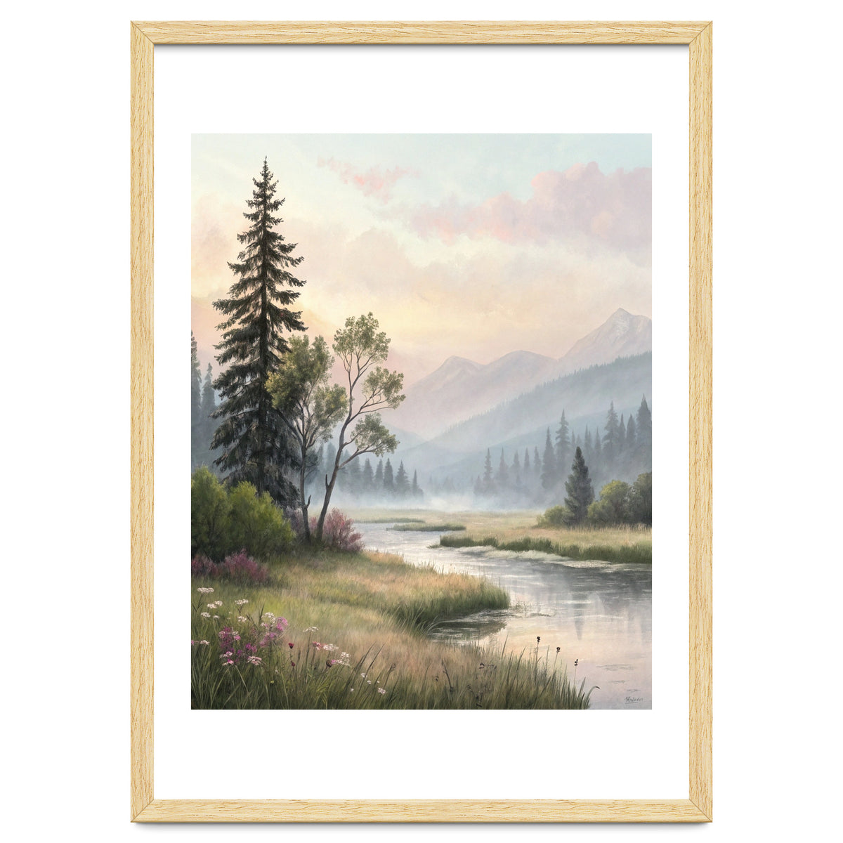 Dreamy Alpine Valley Landscape Painting