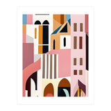 Moroccan City, Pastel Architecture Cityscape Buildings, Travel Eclectic Modern Bohemian Houses (Print Only) thumbnail