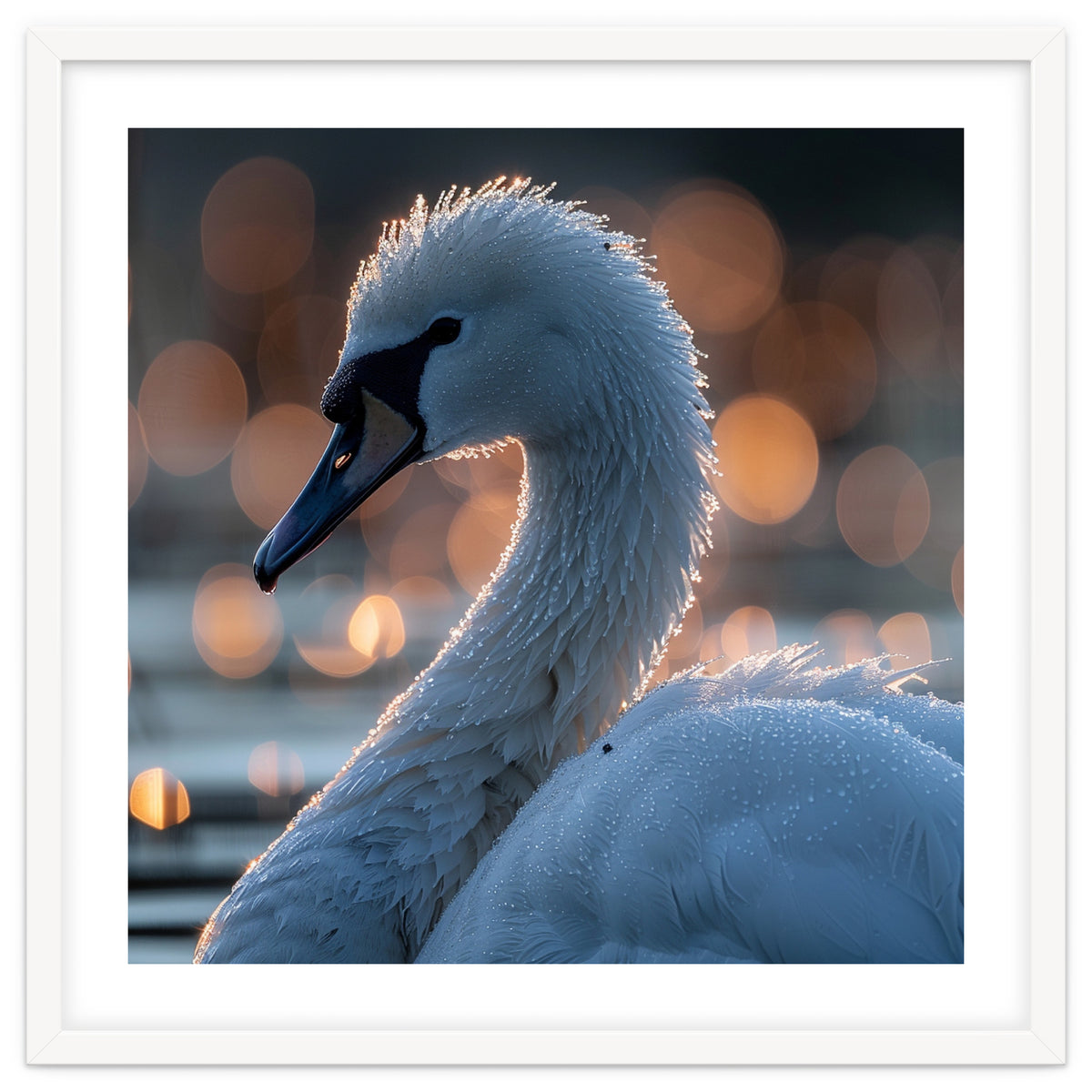 Close-up Shot of a Swan with Water Droplets