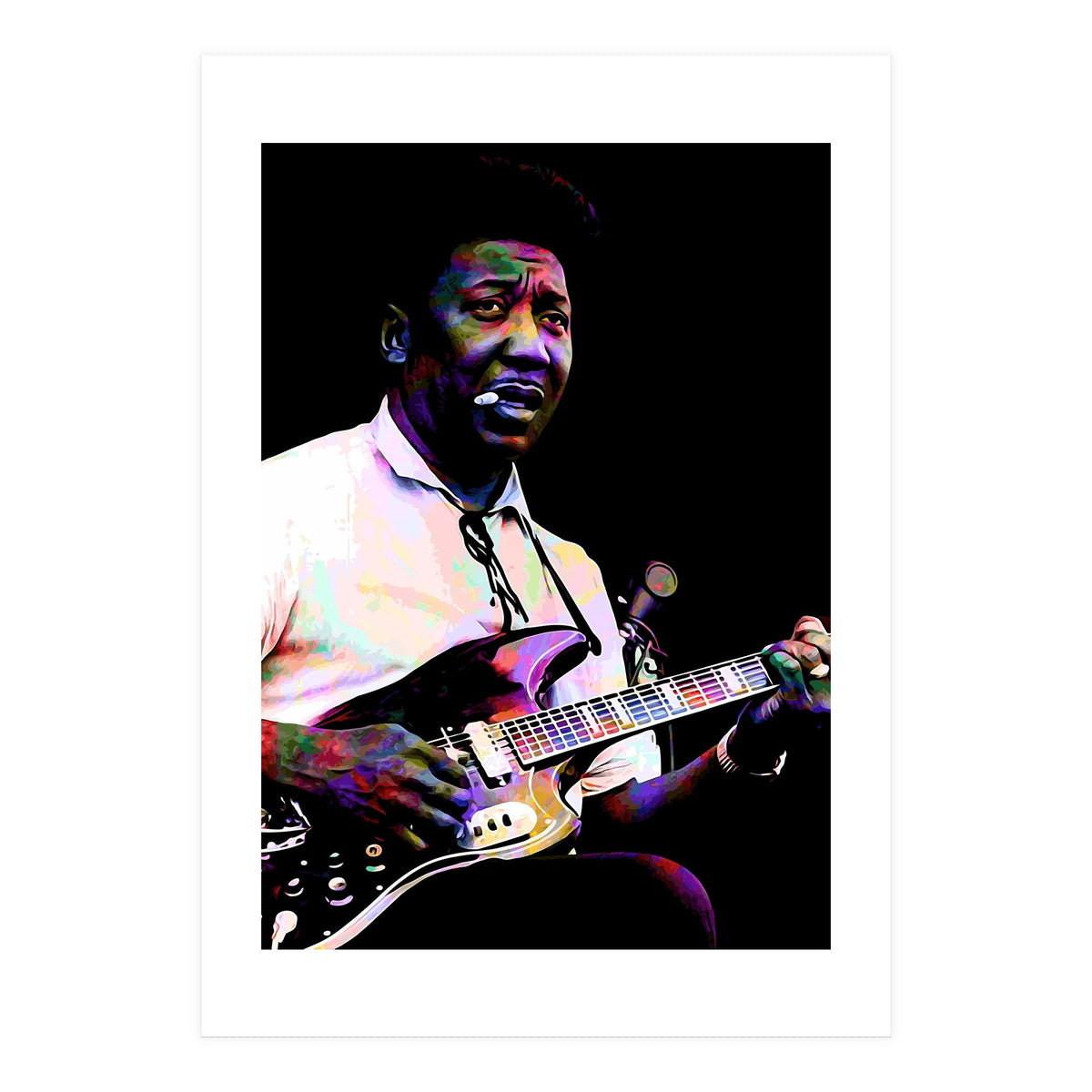 Muddy Waters American Blues Singer Legend Colorful Art (Print Only)